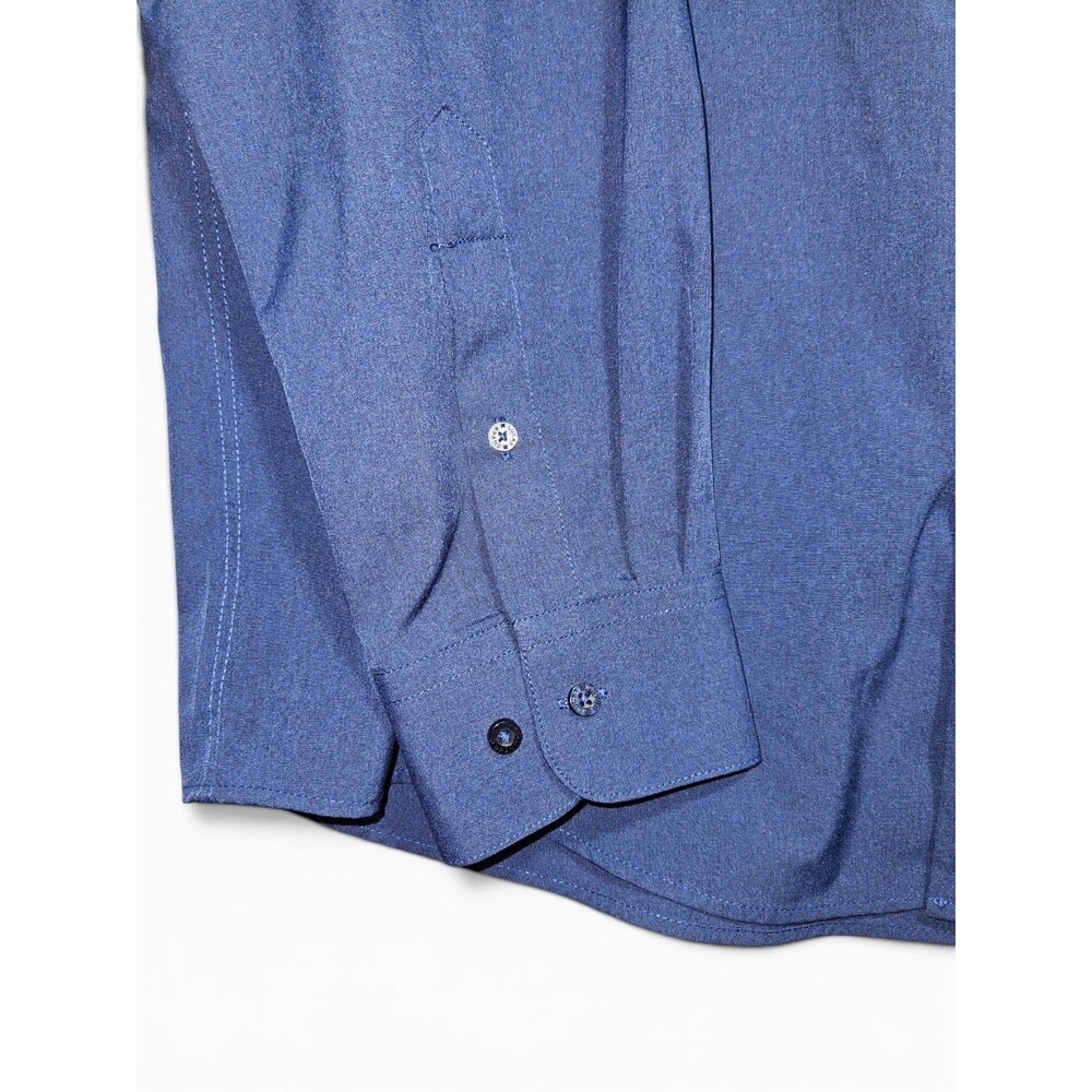 Lucky Brand Slim Fit Dress Shirt Mens XL 17-17.5 34/35 Blue 4-Way Stretch - Picture 7 of 13